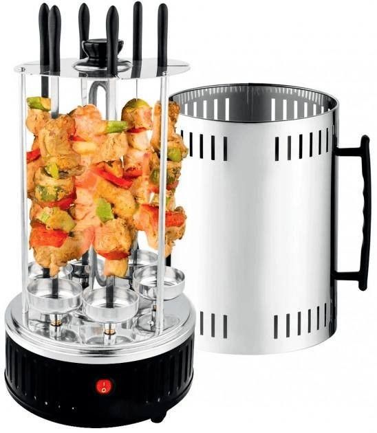 Grătar electric vertical pentru 6 frigărui 1000W