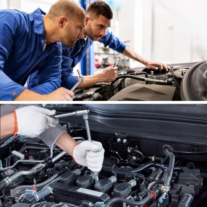 Set de scule cu clichet și capete detașabile, 46 de piese