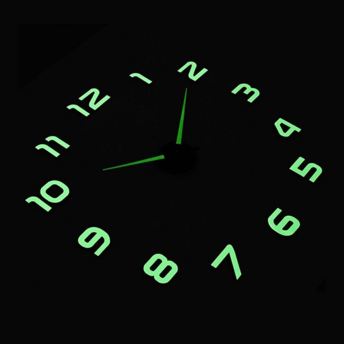 Ceas de perete 3D mare, luminos în întuneric