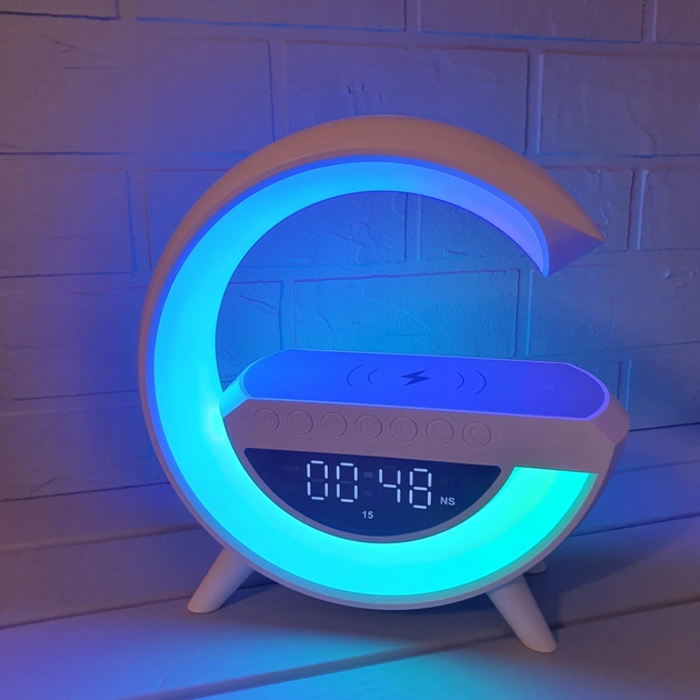 Boxă-lumină de veghe 3 în 1: ceas, muzică, încărcare wireless