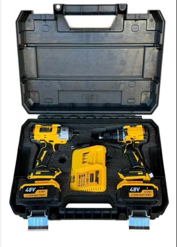Set de unelte 2în1: Șurubelniță + Bormașină-șurubelniță, 48V, 2 AKB
