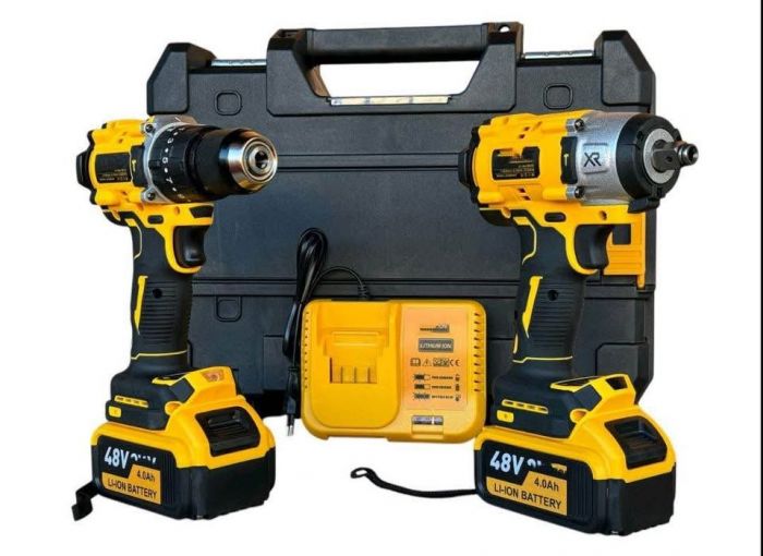 Set de unelte 2în1: Șurubelniță + Bormașină-șurubelniță, 48V, 2 AKB