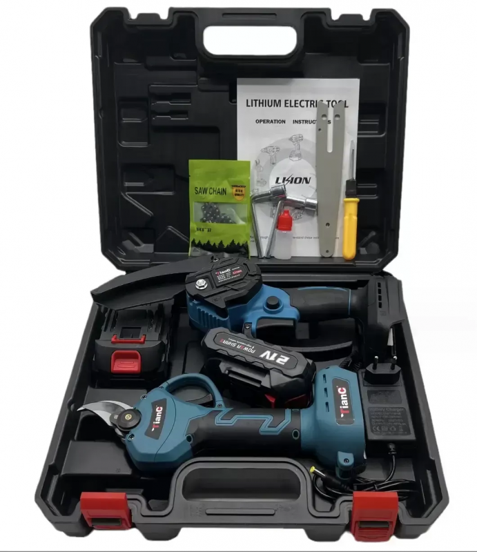 Set acumulator 2în1 Foarfecă + Fierăstrău 800W, 2 acumulatori