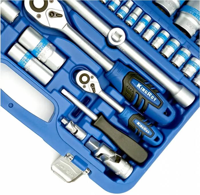 Set de scule în valiză cu 108 piese (șurubelnițe, chei cu clichet, capete tubulare, imbusuri)