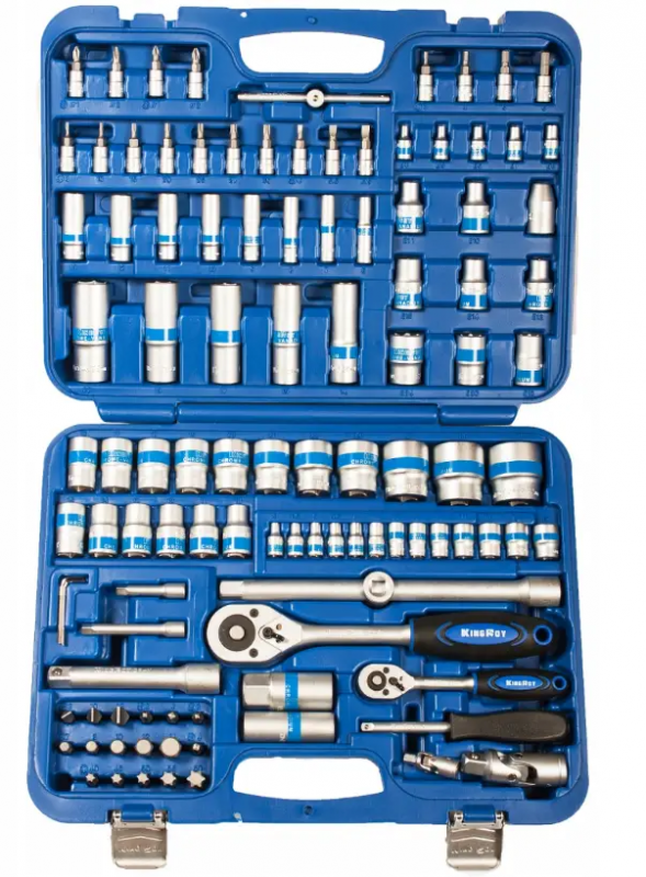 Set de scule în valiză cu 108 piese (șurubelnițe, chei cu clichet, capete tubulare, imbusuri)