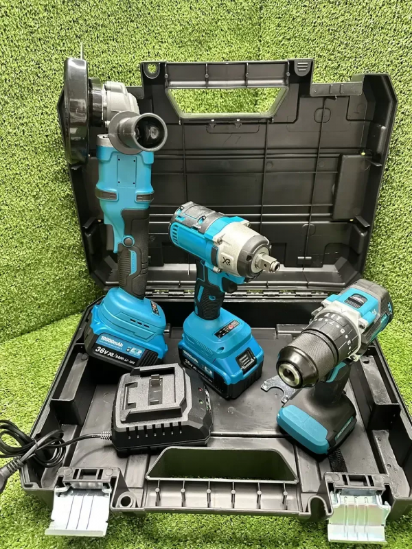 Set de scule electrice cu acumulator 3 în 1: 2 acumulatori 36V/5A.h.