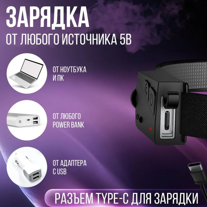 Lanternă frontală; cu acumulator, cu senzor, cu senzor de mișcare