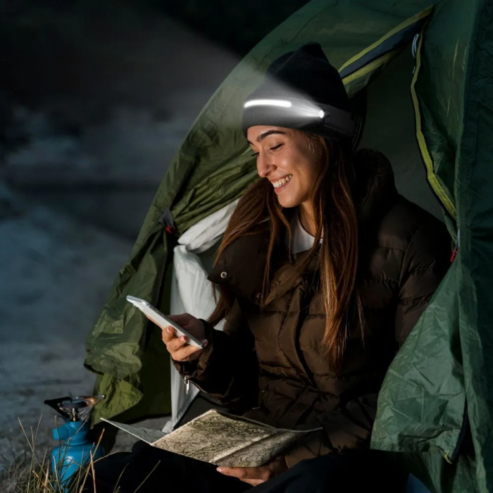 Lanternă frontală; cu acumulator, cu senzor, cu senzor de mișcare