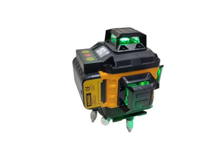 Nivelă laser cu acumulator (4D, 16 raze), 2 acumulatori