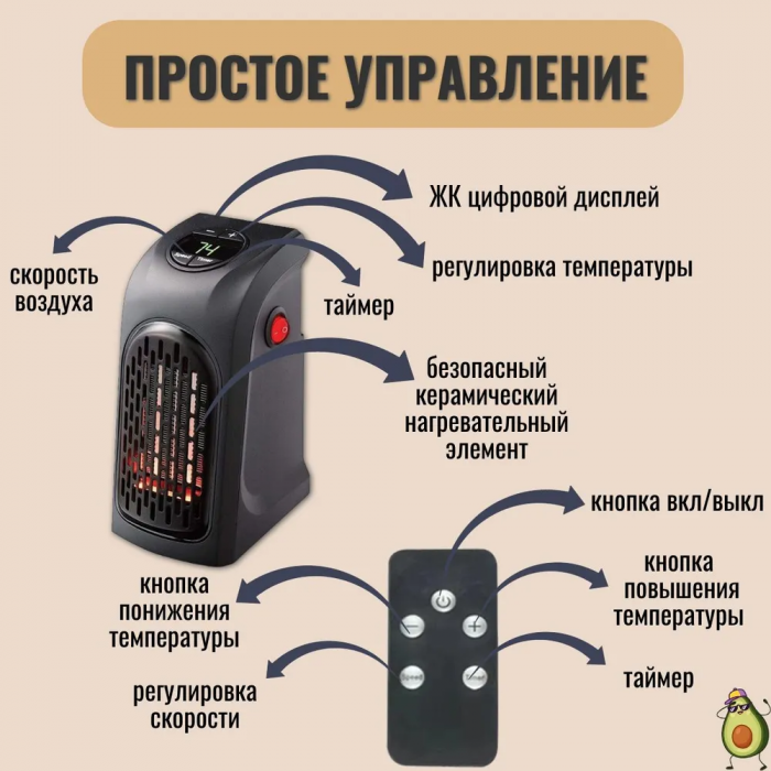 Încălzitor portabil de priză, 400 W