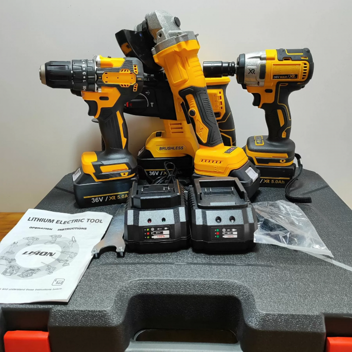 Set de scule electrice 4 în 1: 4 acumulatori, 36v / 6.0 Ah